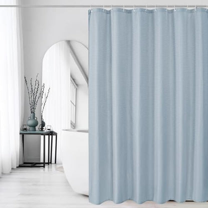 Gibelle Extra Long Fog Blue Fabric Shower Curtain, 72 x 84