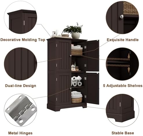 ChooChoo Bathroom Floor Cabinet with Adjustable Shelves