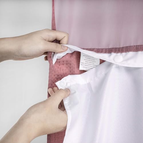 River Dream Waffle No Hook Shower Curtain with Liner,Pale Mauve,71x74