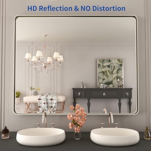 WEER Brushed Nickel Bathroom Vanity Mirror 40X32 Inch