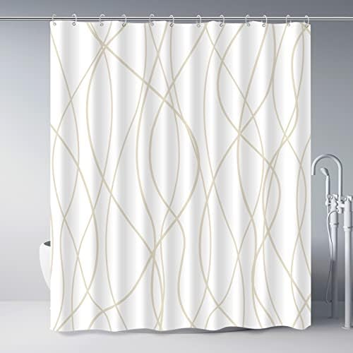 Striped Shower Curtain for Bathroom, Beige Khaki, 72" W x 72" L
