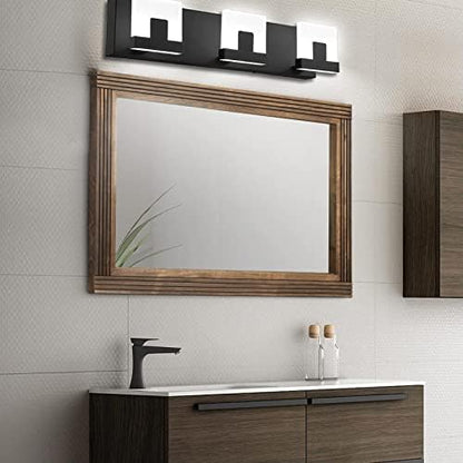 YOSHOOT Hand-Made Wooden Spliced Wall Mirror for Bathroom, Rustic Farmhouse Vanity Mirror, Décor Wall Art, Solid Wood Frame, Vertical or Horizontal Hanging, 72" x 36", Brown