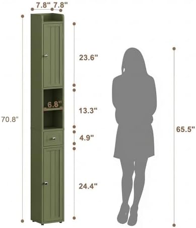 ChooChoo Narrow Bathroom Storage Cabinet with Adjustable Shelves and Drawer