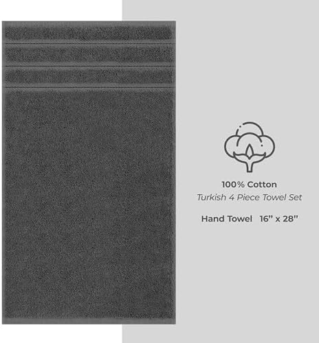 American Soft Linen 100% Cotton Luxury Turkish Towels, 4 PC Hand Towel Set