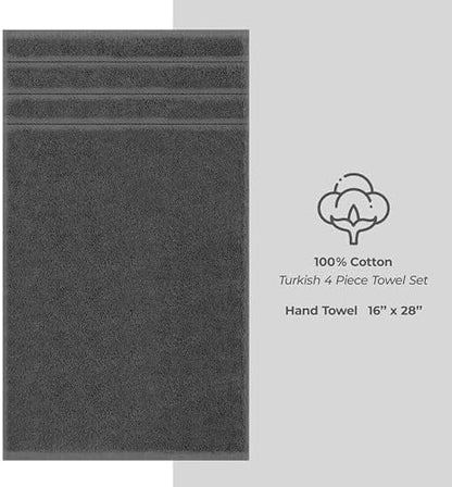 American Soft Linen 100% Cotton Luxury Turkish Towels, 4 PC Hand Towel Set