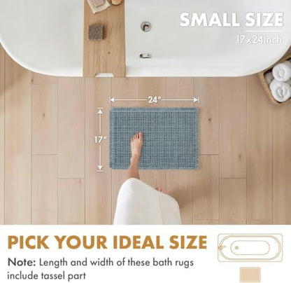 MIULEE Set of 2 Waffle Bathroom Rugs Boho Bath Mat Dusty Blue 17x24 Inch