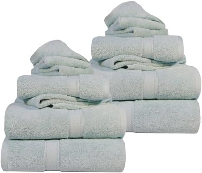 SUPERIOR Egyptian Cotton Ultra Plush & Absorbent, 12 Piece Set, Sea Foam