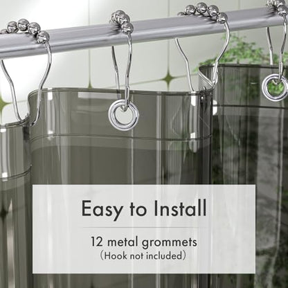Amazer Shower Curtain Liner 72x72, Plastic Shower Liner PEVA Medium Weight Inside Shower Curtains for Bathroom with Rustproof Grommets, Clear Black