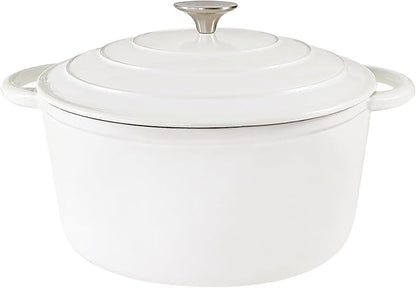 5 Quart Enameled Cast Iron Dutch Oven, Heavy-Duty Round Cookware Pot with Lid and Dual Handles for Sourdough Bread Baking, Braising, Soups and Stews, Used for All Stoves