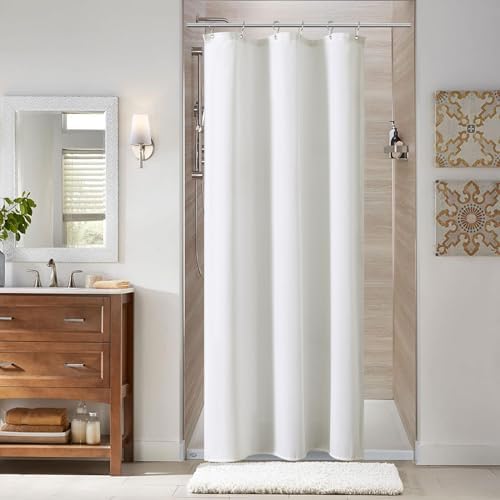 Naturoom Linen Shower Curtain 36x72 Inch for Bathroom White 1 Panel