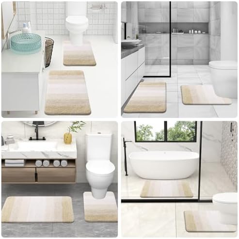 OLANLY Microfiber Bathroom Rugs Sets 3 Piece, 47"x20"+24"x16"+24"x20"