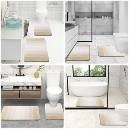 OLANLY Microfiber Bathroom Rugs Sets 3 Piece, 47"x20"+24"x16"+24"x20"