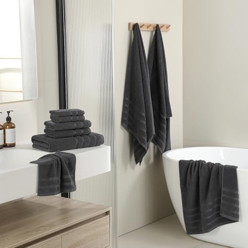8-Piece Bath Towels Set, 100% Cotton Thick Soft Highly Absorbent Durable, Quick Dry, Bathroom Towels Set (2 Bath Towels, 2 Hand Towels, 4 Washcloths) - Perfect for Daily Use
