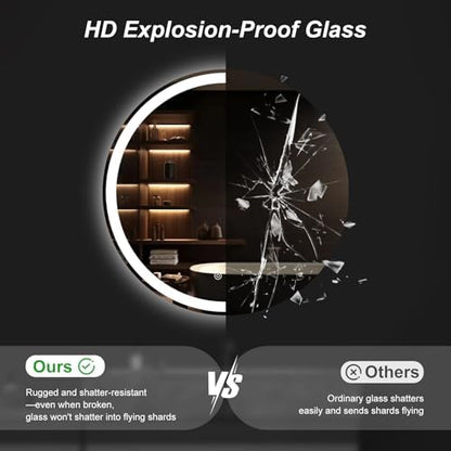 DUMOS 28 Inch Round LED Bathroom Mirror with Lights, Circle Vanity Mirror