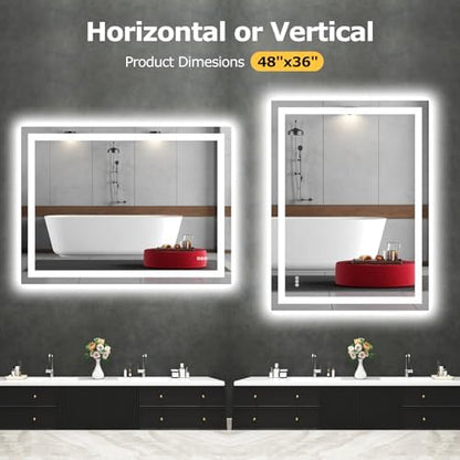 Hivone 48"X36" LED Bathroom Mirror with Lights, UL Listed