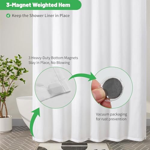 eachope Stall Water-Repellent Fabric Shower Curtain Liner,36x72 Inch White
