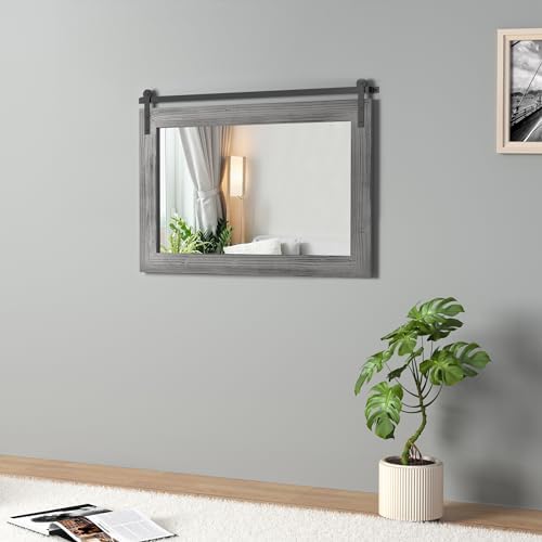 COGOOD Farmhouse Barn Door Mirror - 18 x 25 Grey
