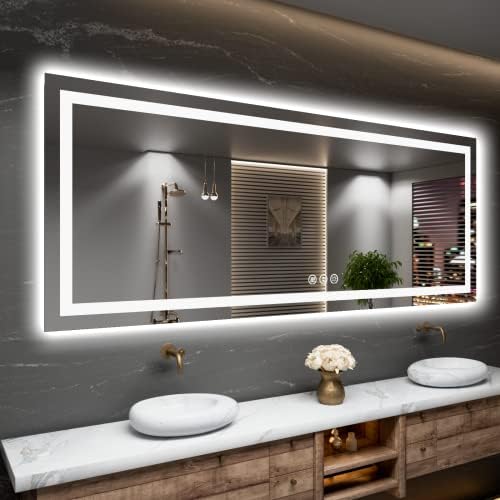 Amorho LED Bathroom Mirror, 72"X36" with Front Light and Backlit