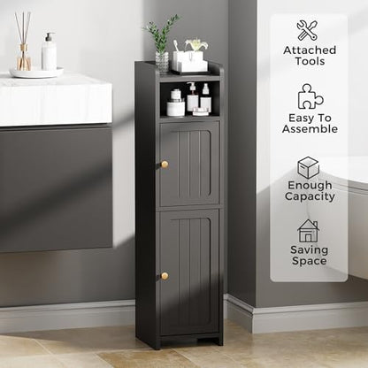 BEWISHOME Small Bathroom Storage Cabinet, 2 Doors Narrow Bathroom Cabinet