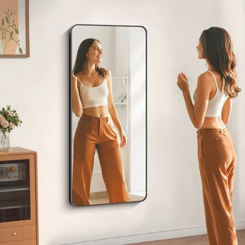 DESBING 24" x 55"Bathroom Mirror, Matte Black Wall Mirror with Metal Frame, Decorative Rectangular Vanity Mirror for Bedroom Bathroom Living Room Entryway (Horizontal/Vertical)