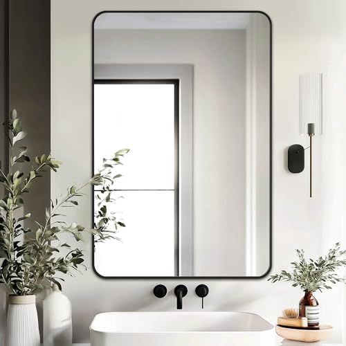 Delma Bathroom Vanity Mirror, Black Framed Mirror for Over Sink, 36x24