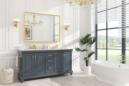 Keonjinn 48x36 Inch Gold Bathroom Mirror for Over Sink, Rectangular