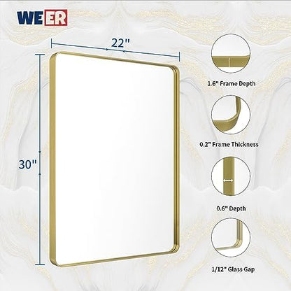 WEER Gold Bathroom Vanity Mirror 22X30 Inch