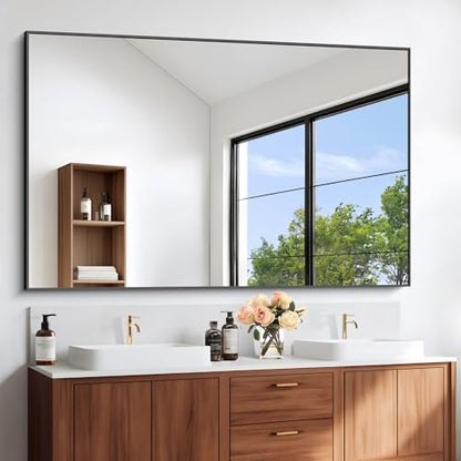 DESBING Black Bathroom Mirror for Wall, 60x36 Inch Rectangle Mirrors with Metal Frame, Modern Vanity Wall Mirror Decor for Entryway Hangs, Bathroom Living Room Horizontal or Vertical