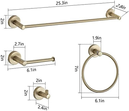 BGL Bathroom Accessory Set Brushed Gold 4 Pieces Towel Rack Set