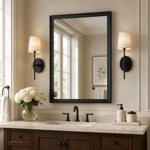 24x36 Inch Matte Black Bathroom Mirrors for Over Sink