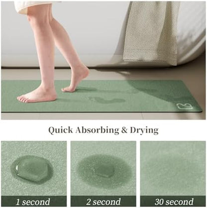 RUERYA Bathroom Rugs and Mats Set 2 Piece Diatomaceous Earth Bath Mat,Sage