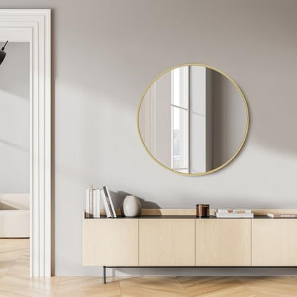 Sweetcrispy 30 Inch Round Wall Mirror, Bathroom Mirror for Over Sink