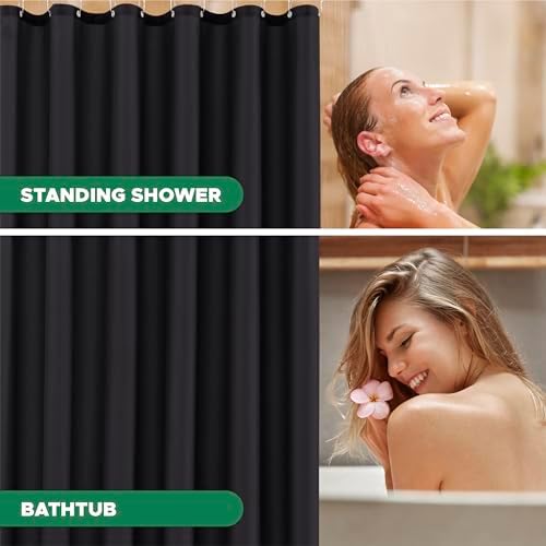 Fabric Shower Curtain Liner 54"W x 72"L-Black Narrow Stall Shower Liners