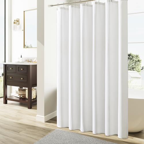 Naturoom Linen Shower Curtain 78 Inch Long for Bathroom White 1 Panel