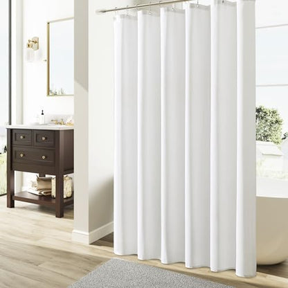 Naturoom Linen Shower Curtain 78 Inch Long for Bathroom White 1 Panel