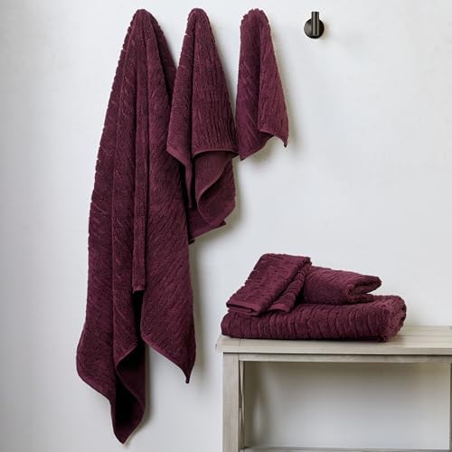 SKL Home CloudSoft Bath Towel Set, 6-Piece, 100% Cotton Luxury, Bordeaux