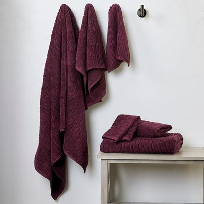SKL Home CloudSoft Bath Towel Set, 6-Piece, 100% Cotton Luxury, Bordeaux