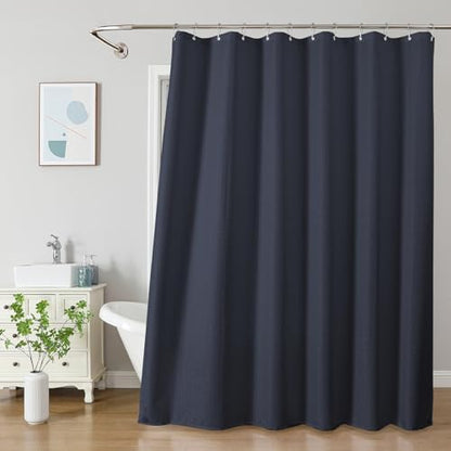 2-in-1 Waterproof Fabric Shower Curtain - No Separate Liner Needed, Hotel-Style Waffle Weave, Effortless Cleaning & Washable Bathroom Shower Curtain Set,72Wx78H,Navy Blue