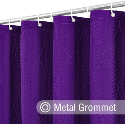 Gibelle Purple Shower Curtain for Bathroom, 3D Embossed Textured Fabric Shower Curtain, Modern Farmhouse Chic Soft Cloth Shower Curtain Set with Hooks, 72x72