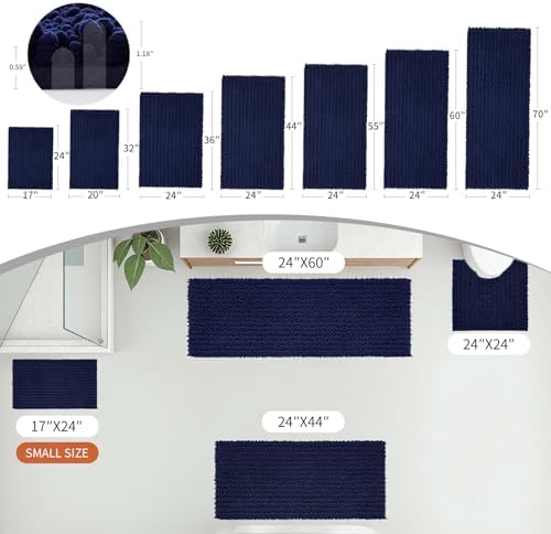 Disolla Navy Blue Bathroom Rug 20x32 Inch - Luxury Chenille Bath Mat, Thick Shaggy Plush Absorbent Rug, Non-Slip Machine Washable Mats for Bathroom Floor & Decor