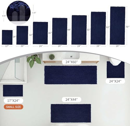 Disolla Navy Blue Bathroom Rug 20x32 Inch - Luxury Chenille Bath Mat, Thick Shaggy Plush Absorbent Rug, Non-Slip Machine Washable Mats for Bathroom Floor & Decor