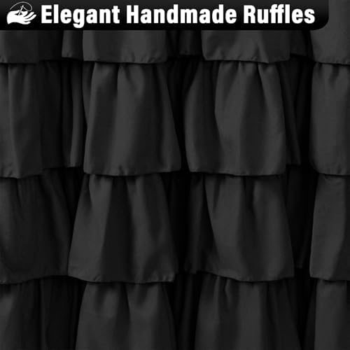 Seasonwood Black Ruffle Shower Curtain Farmhouse Shower Curtain 72 X 84