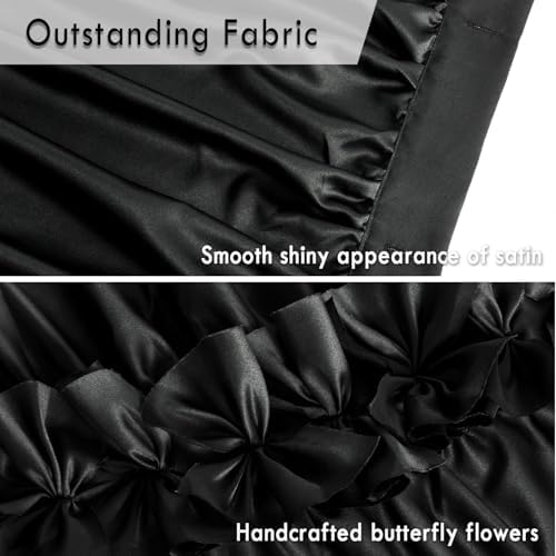 Homechoice Decor Black Ruffle Shower Curtain 60" W x 72" L Stall Size