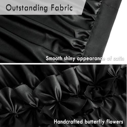 Homechoice Decor Black Ruffle Shower Curtain 60" W x 72" L Stall Size