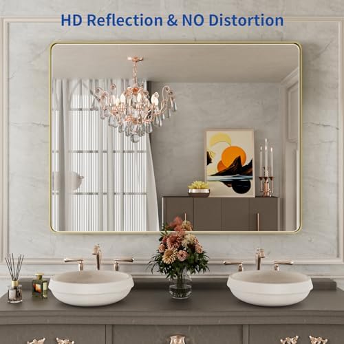 WEER Gold Bathroom Vanity Mirror 48X36 Inch