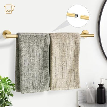 TURS Brushed Gold 5-Piece Bathroom Hardware Set Towel Bar Set SUS304 Stainless Steel Towel Racks for Bathroom Wall Mounted, 23.6-Inch