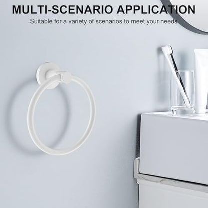 SetSail Towel Holder for Bathroom Wall Screw-in Towel Ring, White