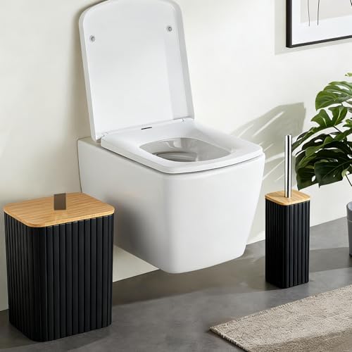 Black Bathroom Set Bathroom Accessories Set Complete with Trash Can-9PCS