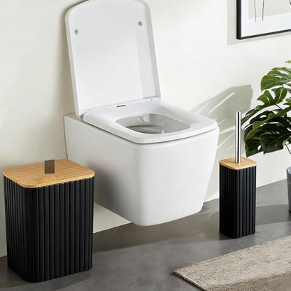 Black Bathroom Set Shower Curtain Set Complete with Trash Can-22PCS