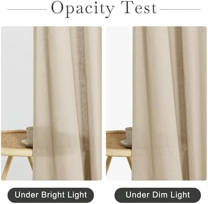 KGORGE Linen Blend Semi-Sheer Shower Curtains Lightweight for Bathroom